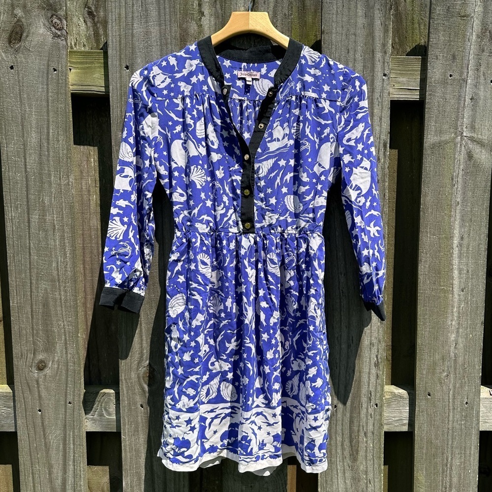 Juicy Couture Neptune Nautical Print Silk Dress Size 4